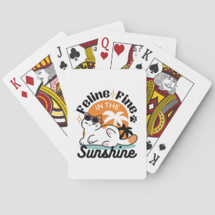 Feline Fine in the Sunshine – Relaxed Tropical Cat Poker Cards