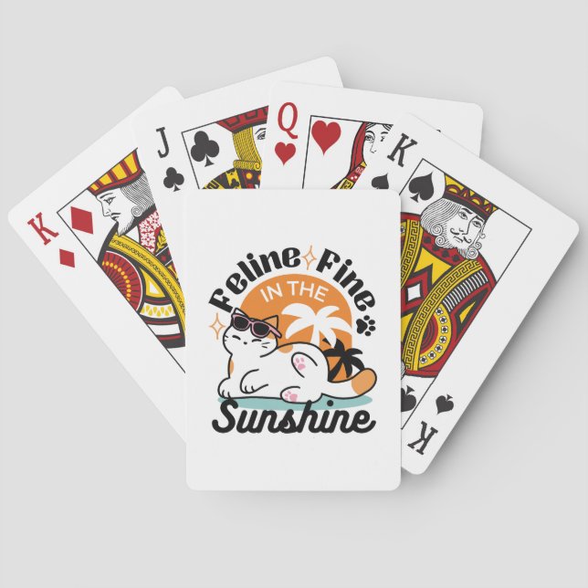 Feline Fine in the Sunshine – Relaxed Tropical Cat Poker Cards (Back)