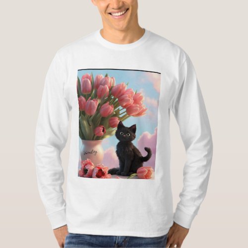 Feline Finesse Adorable Cat Design T_Shirt T_Shirt