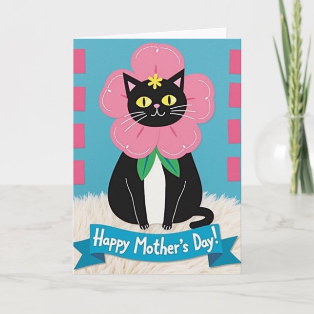 Feline Floral Mothers Day Card (Front)