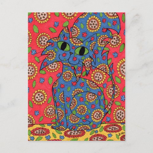 Feline Flower Frenzy Postcard