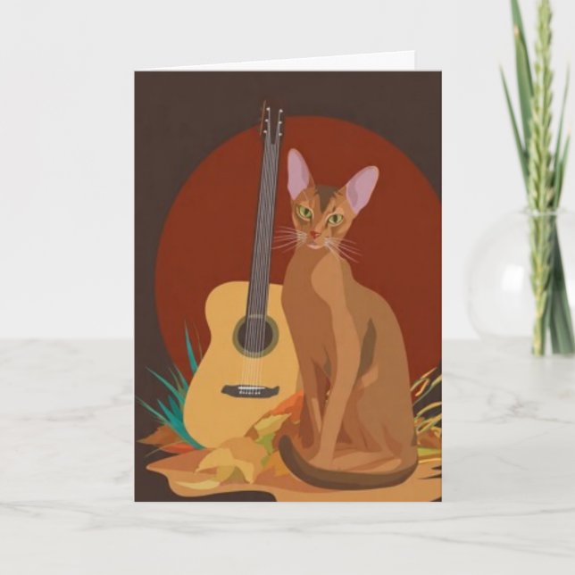 Feline & Folk Music Greeting Card (Front)