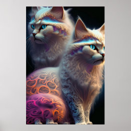 Feline Fractal Beauty 210 Poster