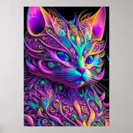 Feline Fractal Beauty 245 Poster