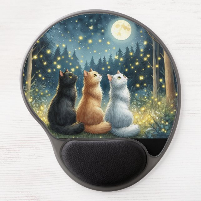 Feline Friends and the Moonlight Gel Mouse Pad (Front)
