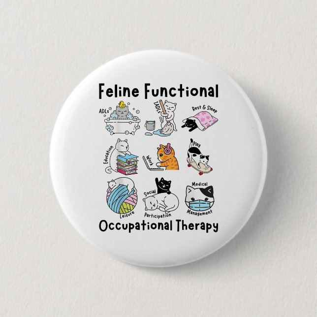 Feline Fun Cat Functional Occupational Therapy Ot  Button (Front)