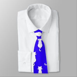 Feline Fun Forever Whimsical Cats Royal Blue Neck Tie