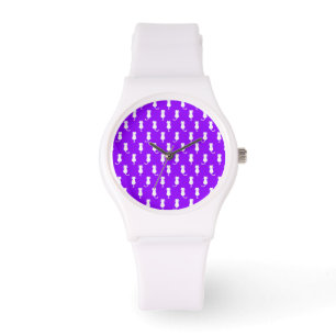 Feline Fun Forever Whimsical Cats White Cat Purple Watch