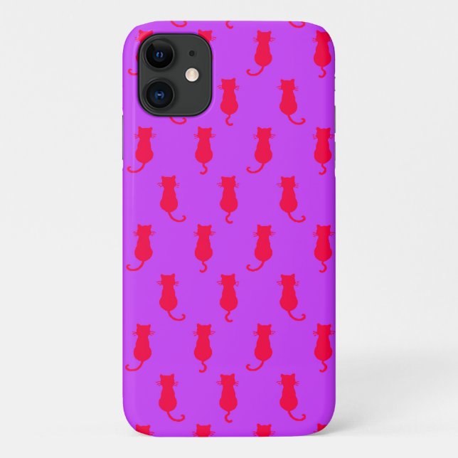  Feline Fun Forever Whimsical Red Cats Lilac Case-Mate iPhone Case (Back)