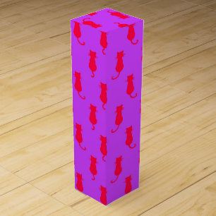  Feline Fun Forever Whimsical Red Cats Lilac Wine Box
