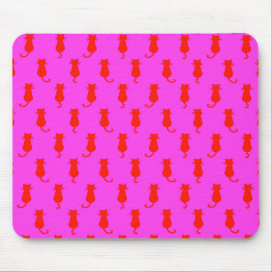 Feline Fun Forever Whimsical Red Cats Pink Mouse Pad