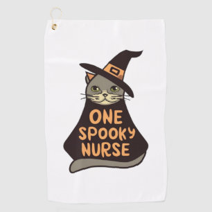 Feline Fun Meets Medical Magic - One Spooky Nurse  Golf Towel
