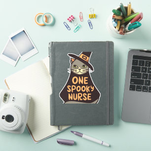 Feline Fun Meets Medical Magic - One Spooky Nurse  Sticker