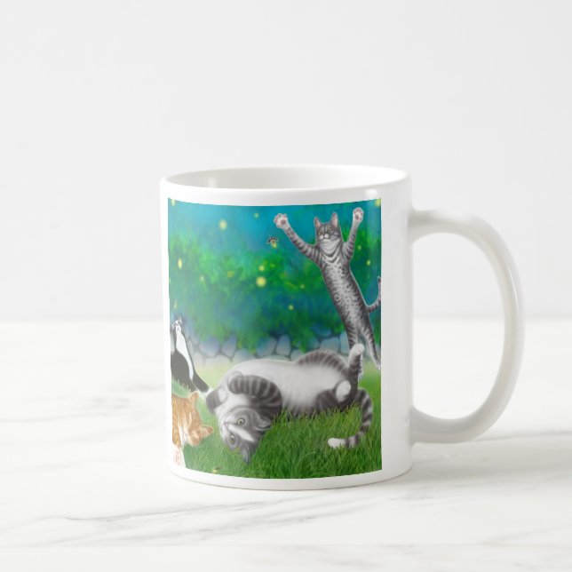 Feline Fun with Fireflies Mug (Right)