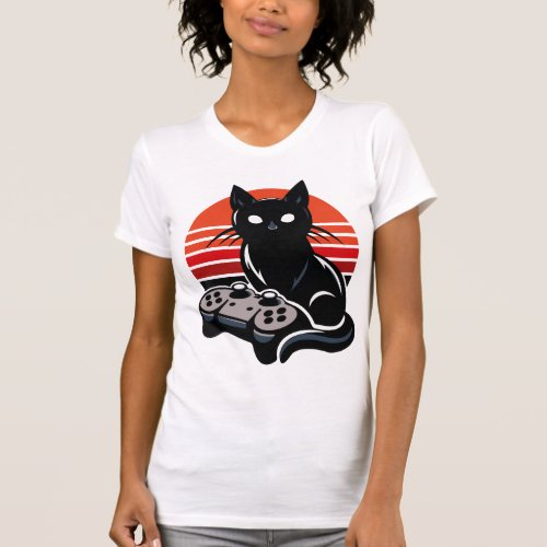 Feline Gamer The Pawsome Controller Chronicles T_Shirt