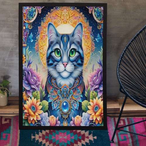 Feline Gaze The Emerald_Eyed Cat Poster