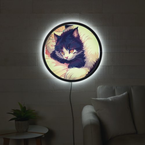 Feline Glow Cute Cat Illuminated Sign