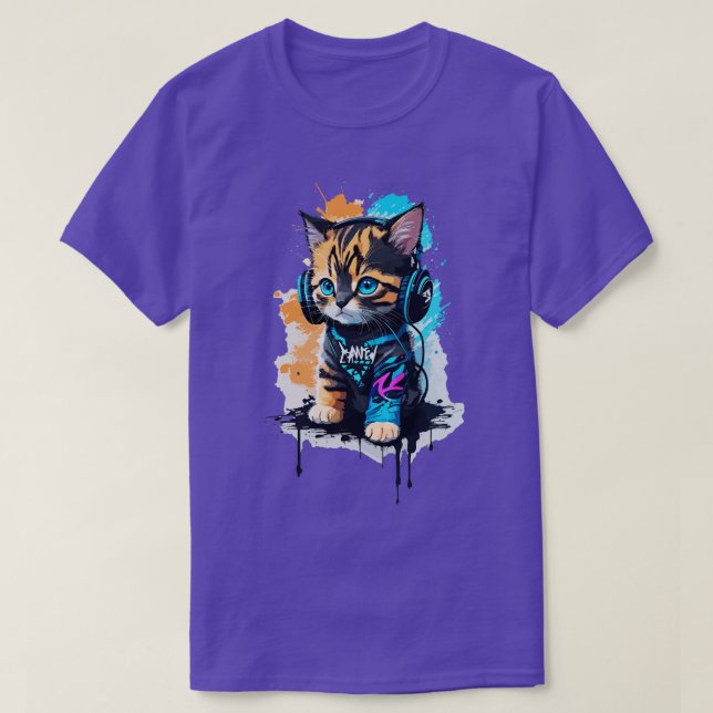 Feline Groove Abstract Vector Design of a Cute Kit T-Shirt (Design Front)