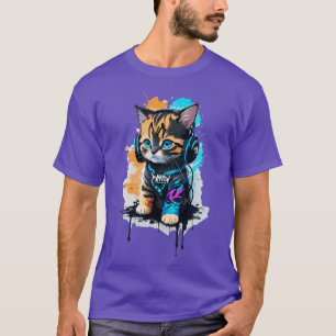 Feline Groove Abstract Vector Design of a Cute Kit T-Shirt