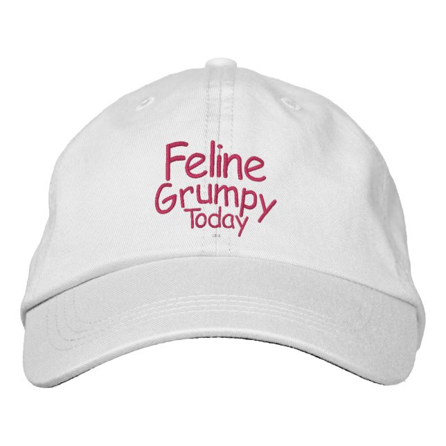 Feline Grumpy Today Embroidered Baseball Cap (Front)