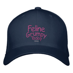 Feline Grumpy Today Embroidered Baseball Hat