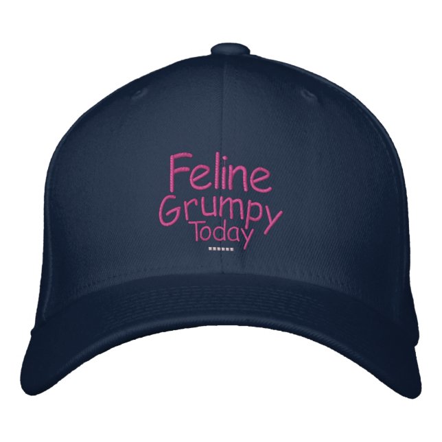 Feline Grumpy Today Embroidered Baseball Hat (Front)