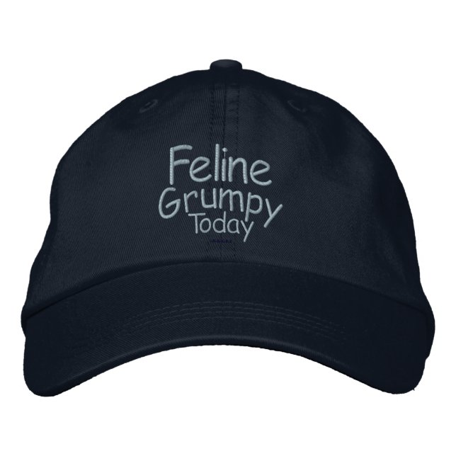 Feline Grumpy Today Embroidered Baseball Hat (Front)