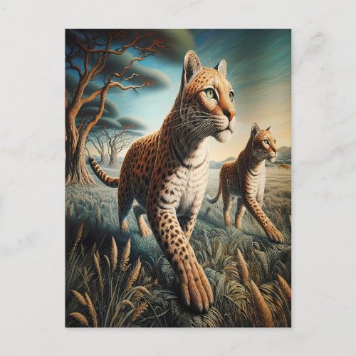 Feline Harmony in Wildflowers Postcard