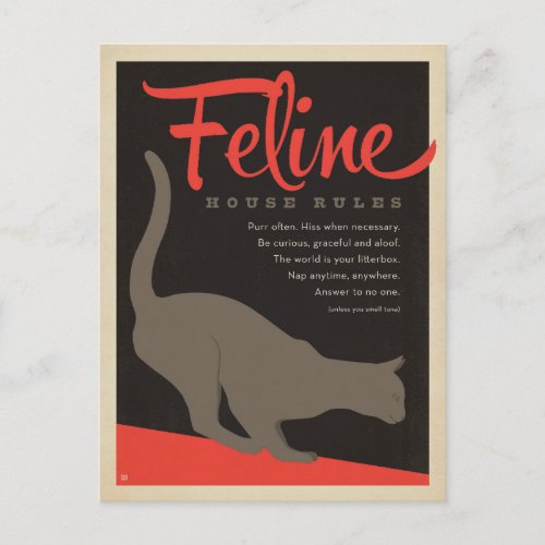 Feline House Rule Postcard