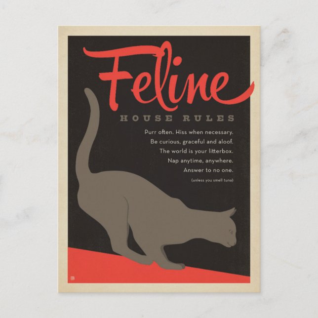 Feline House Rule Postcard (Front)