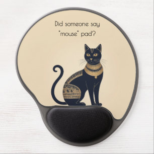 Feline Humor Egyptian-Inspired Black Cat Gel Mouse Pad