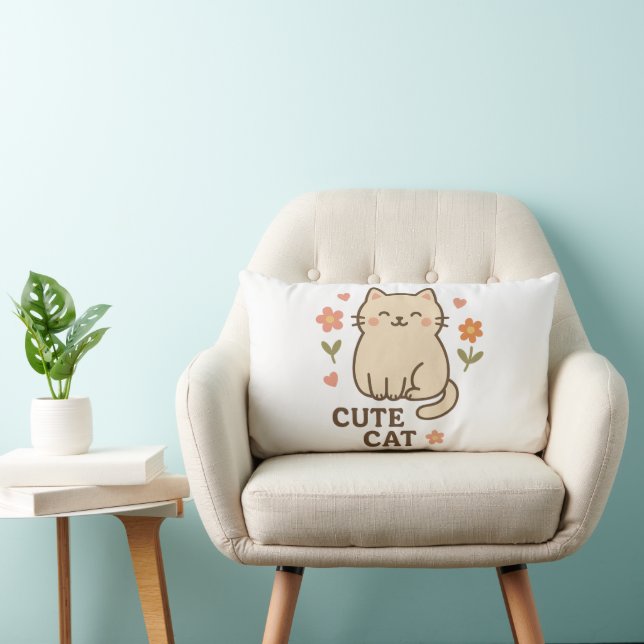 Feline in Bloom Lumbar Pillow (Chair)