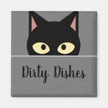 Feline Kitchen Decor' Black Cat Dirty Dishes  Magn