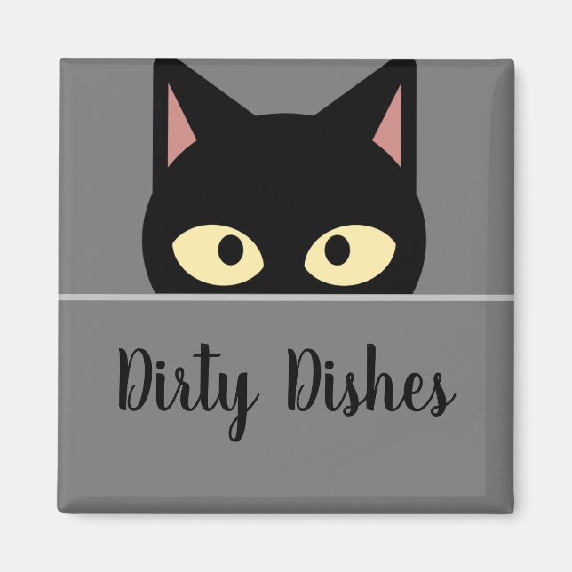 Feline Kitchen Decor' Black Cat Dirty Dishes  Magn Magnet (Front)