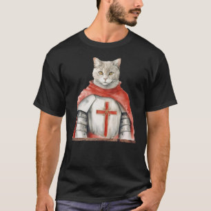 Feline Knight Templar The Crusader Cat T-Shirt