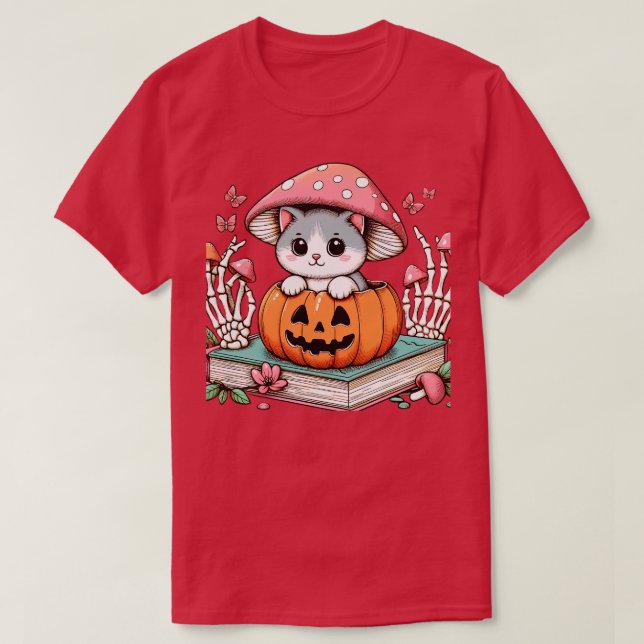 Feline Lover Skeleton Hand Halloween Pet Women Gir T-Shirt (Design Front)