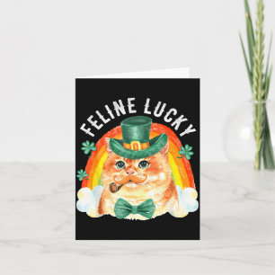 Feline Lucky St Patricks Day Funny Leprechaun Cat Card