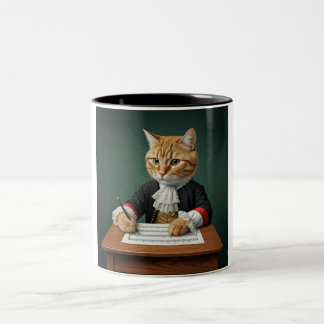 Feline Maestro: Two-Tone Coffee Mug