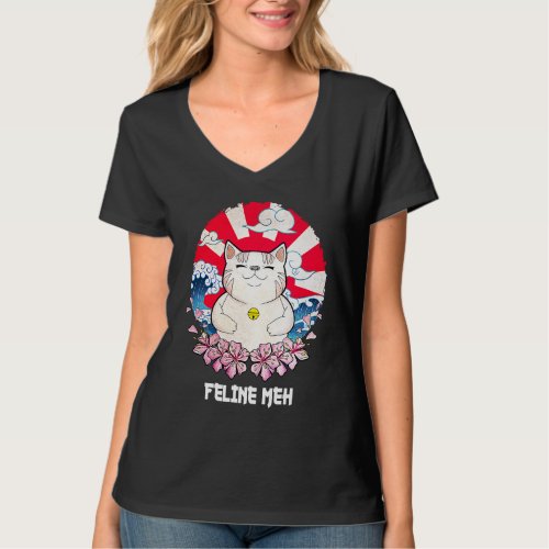 Feline Meh  Cat  Humor Kitten Lazy Sarcastic  2 T_Shirt