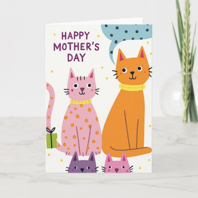 Feline Mothers Day Family Card (Front)