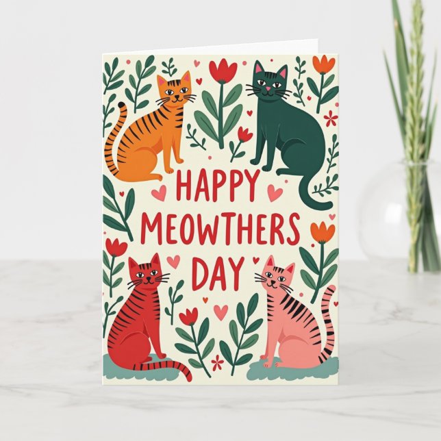 Feline Mothers Day Garden Card (Front)