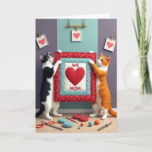 Feline Mothers Day Heart Art Card (Front)