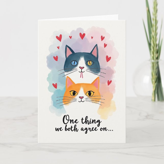 Feline Mothers Day Hearts Art Card (Front)