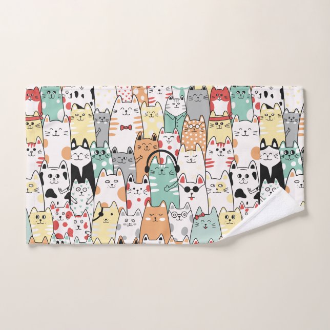 Feline Music Ensemble Bath Towel Set (Hand Towel)