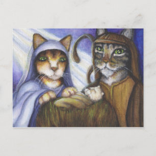 Feline Nativity Cats Christmas Postcard