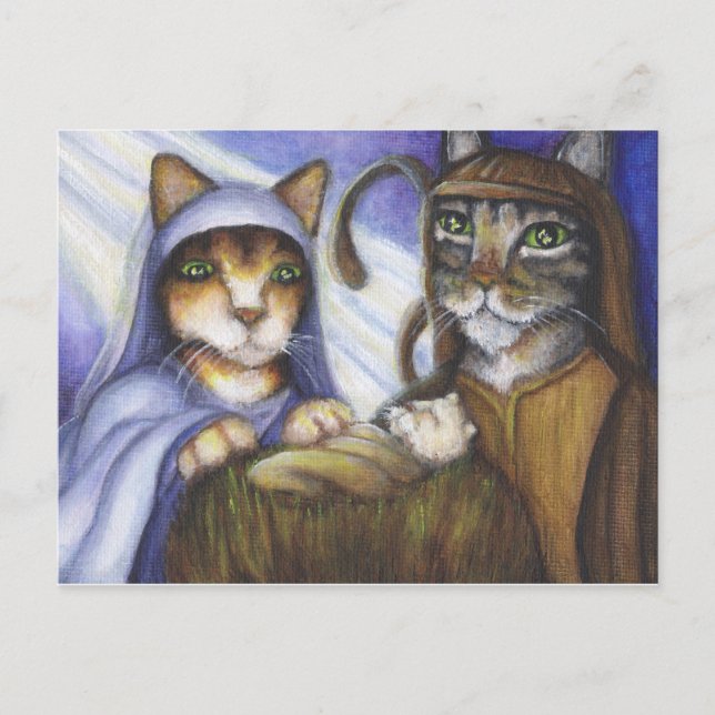 Feline Nativity Cats Christmas Postcard (Front)