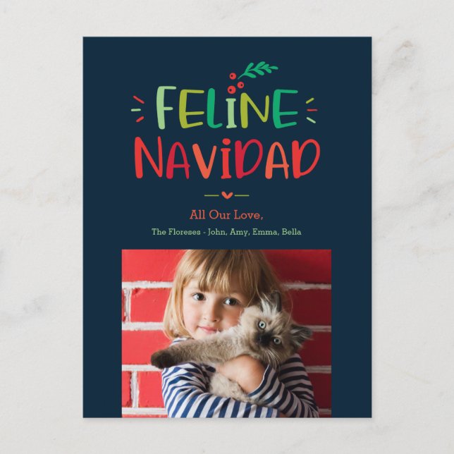 Feline Navidad Pet Christmas Holiday Postcard (Front)