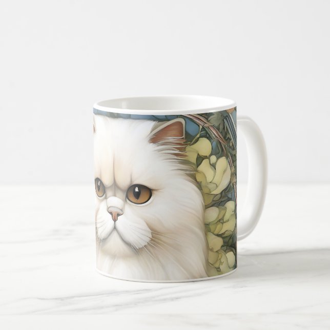Feline Persian cat art nouveau Coffee Mug (Front Right)