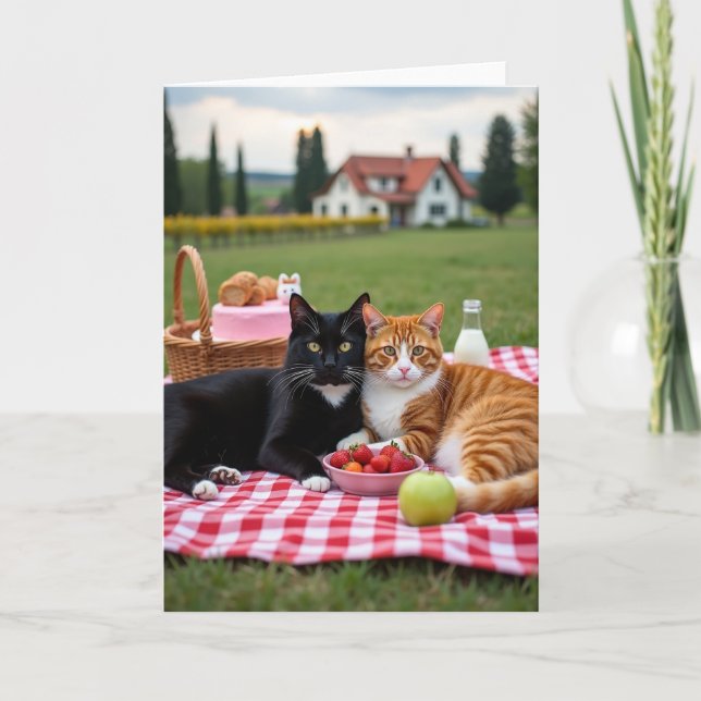 Feline Picnic Mothers Day Card (Front)