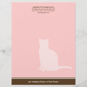Feline pink brown posh pet sitting service custom letterhead